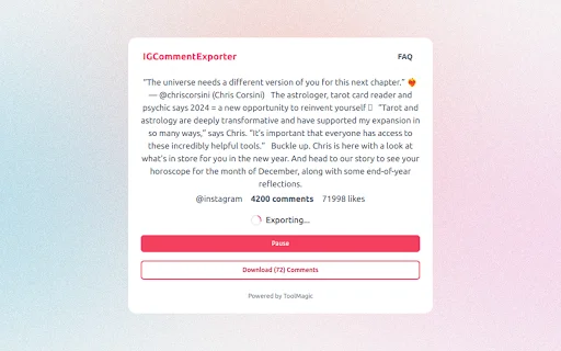 ICommentExporter ডাউনলোড করুন – ইনস্টাগ্রাম কমেন্ট এক্সপোর্ট করুন সহজে - Screenshot 2