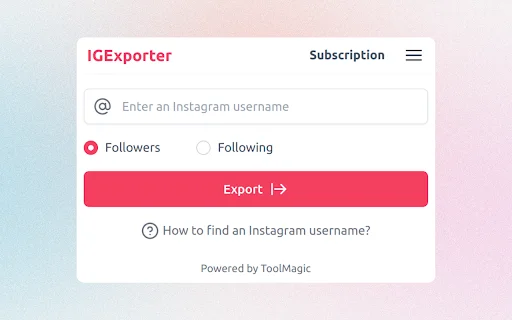 IExporter – Instagram Follower Export Tool ডাউনলোড করুন - Screenshot 1