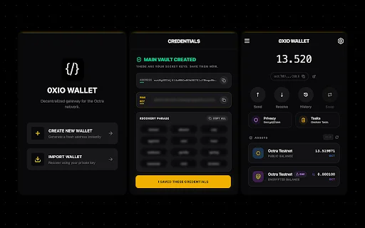 0xio Wallet ডাউনলোড করুন – Octra নেটওয়ার্কের জন্য সেরা ক্রিপ্টো ওয়ালেট - Screenshot 1